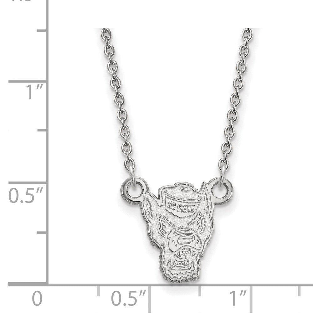 Sterlingsilber Rhodiniert Logoart North Carolina State University Wolf Klein Anhänger 18 Zoll Halskette