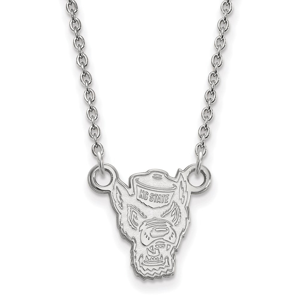 Sterlingsilber Rhodiniert Logoart North Carolina State University Wolf Klein Anhänger 18 Zoll Halskette