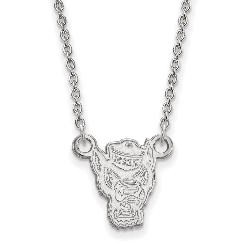 Sterlingsilber Rhodiniert Logoart North Carolina State University Wolf Klein Anhänger 18 Zoll Halskette