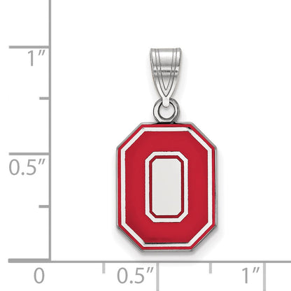 Sterlingsilber Rhodiniert Logoart The Ohio State University Buchstabe O Mittel Emailliert Anhänger