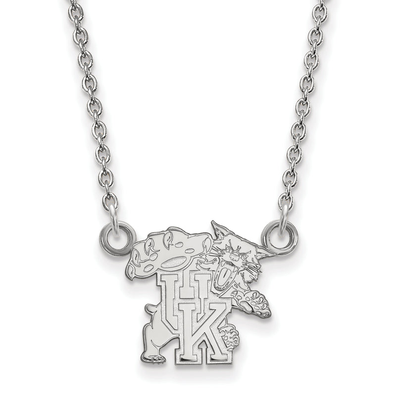 Sterlingsilber Rhodiniert Logoart University Of Kentucky U K Wildkatze Klein Anhänger 18 Zoll Halskette