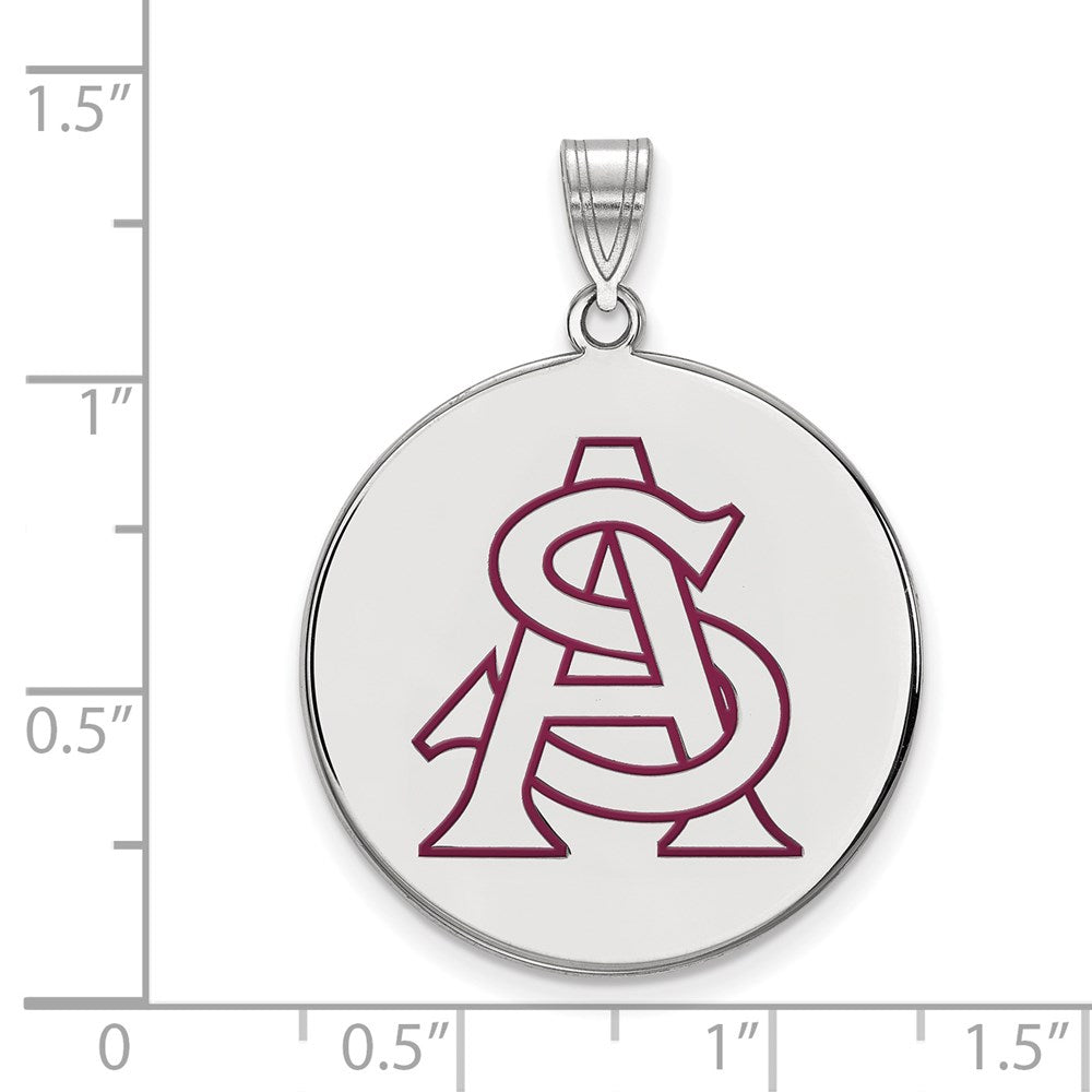 Sterlingsilber Rhodiniert Logoart Arizona State University A S Extra Groß Emailliert Plättchen Anhänger