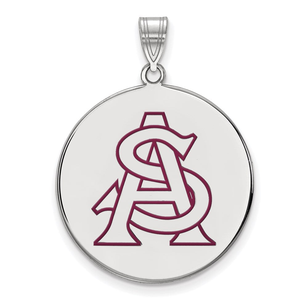 Sterlingsilber Rhodiniert Logoart Arizona State University A S Extra Groß Emailliert Plättchen Anhänger