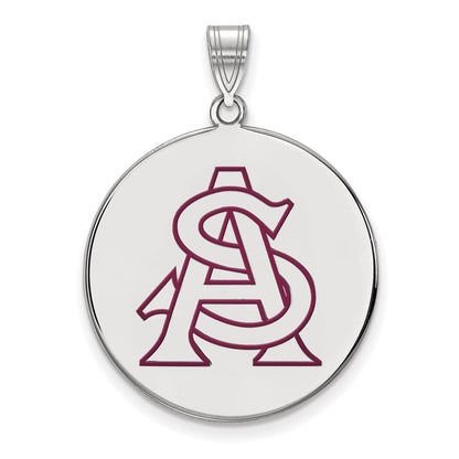 Sterlingsilber Rhodiniert Logoart Arizona State University A S Extra Groß Emailliert Plättchen Anhänger
