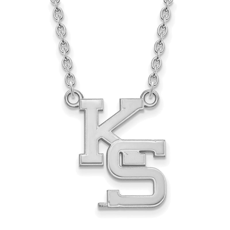 Sterlingsilber Rhodiniert Logoart Kansas State University K S Groß Anhänger 18 Zoll Halskette