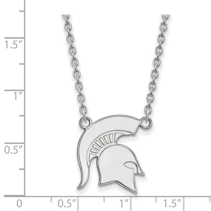 10K Weißgold Logoart Michigan State University Spartan Groß Anhänger 18 Zoll Halskette