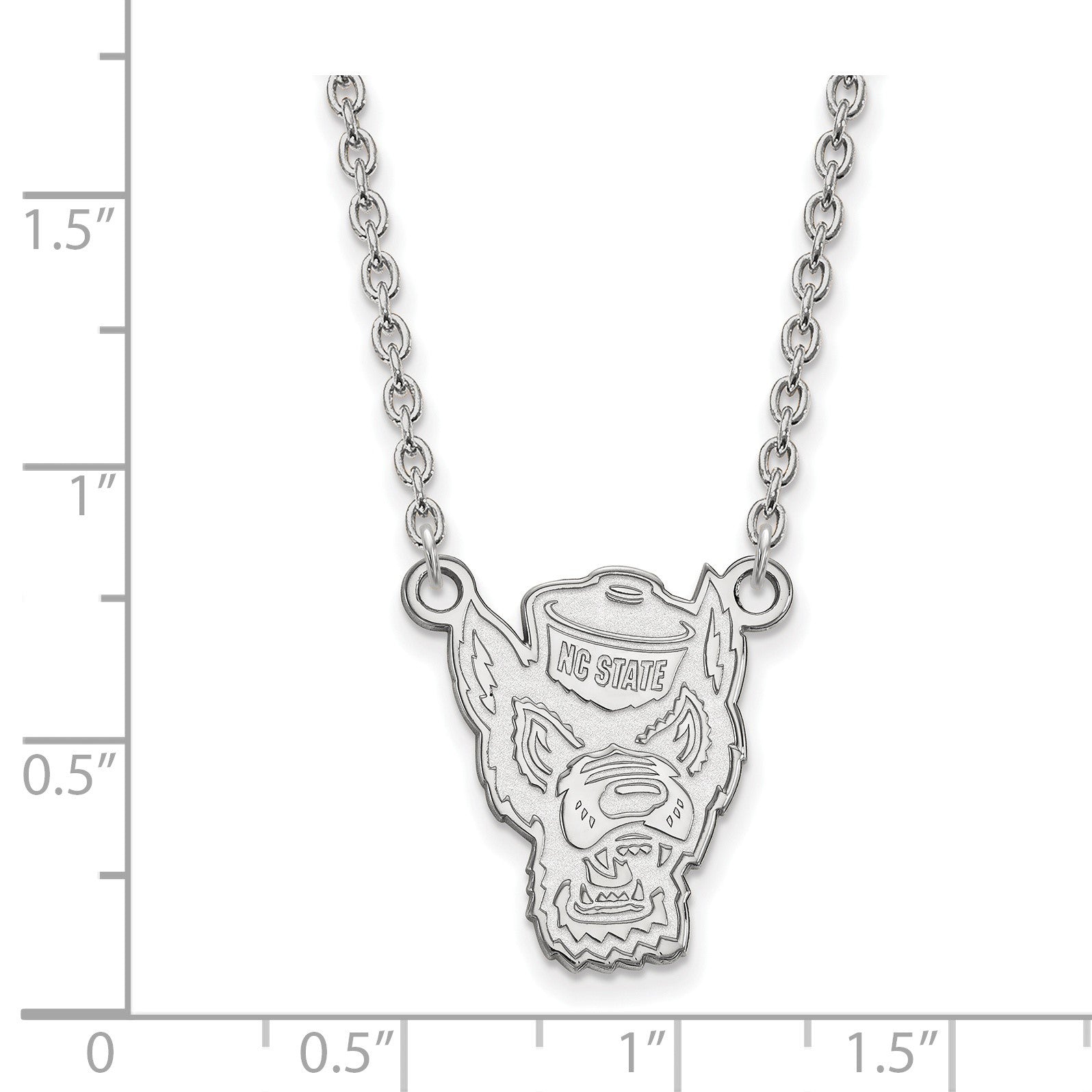 Sterlingsilber Rhodiniert Logoart North Carolina State University Wolf Groß Anhänger 18 Zoll Halskette