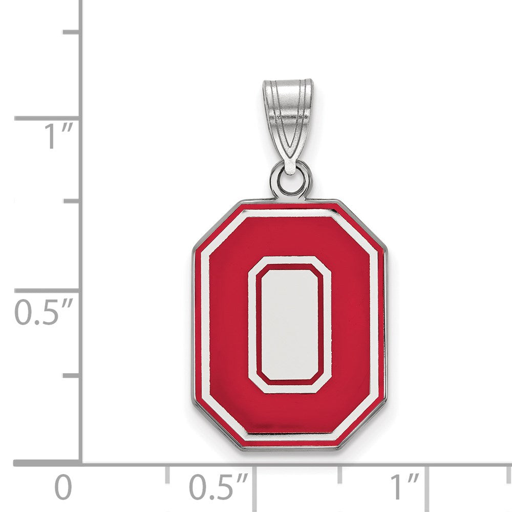Sterlingsilber Rhodiniert Logoart The Ohio State University Buchstabe O Groß Emailliert Anhänger