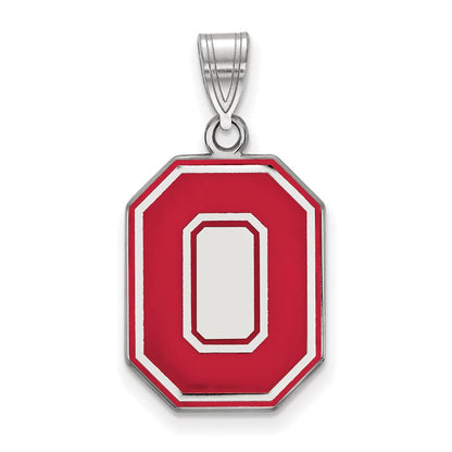 Sterlingsilber Rhodiniert Logoart The Ohio State University Buchstabe O Groß Emailliert Anhänger