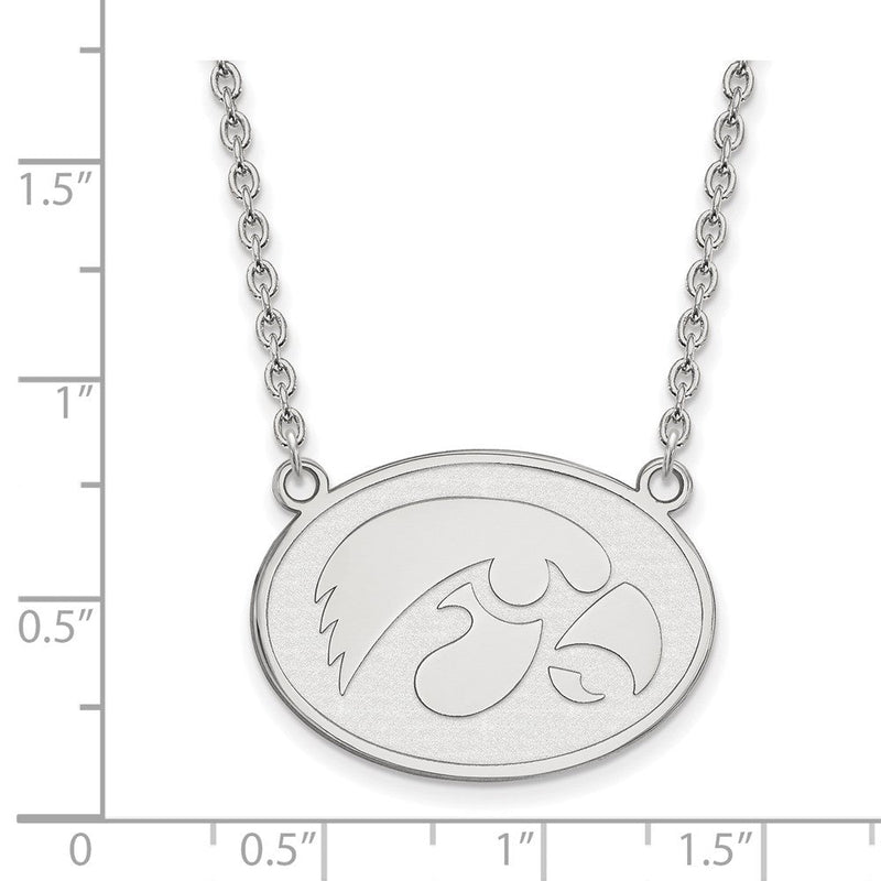 Sterlingsilber Rhodiniert Logoart University Of Iowa Hawk Groß Oval Anhänger 18 Zoll Halskette