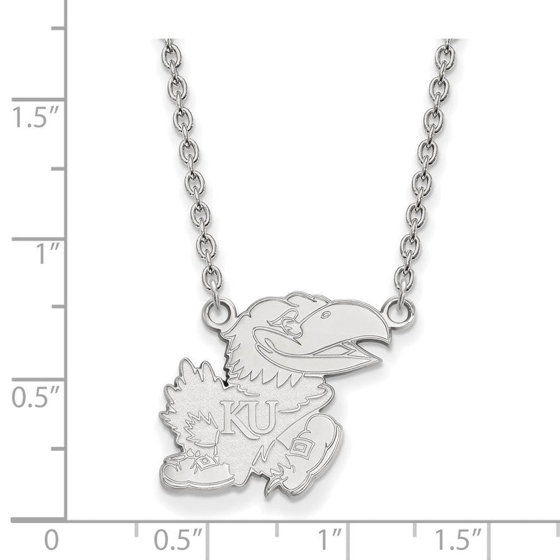 10K Weißgold Logoart University Of Kansas Jayhawk Groß Anhänger 18 Zoll Halskette