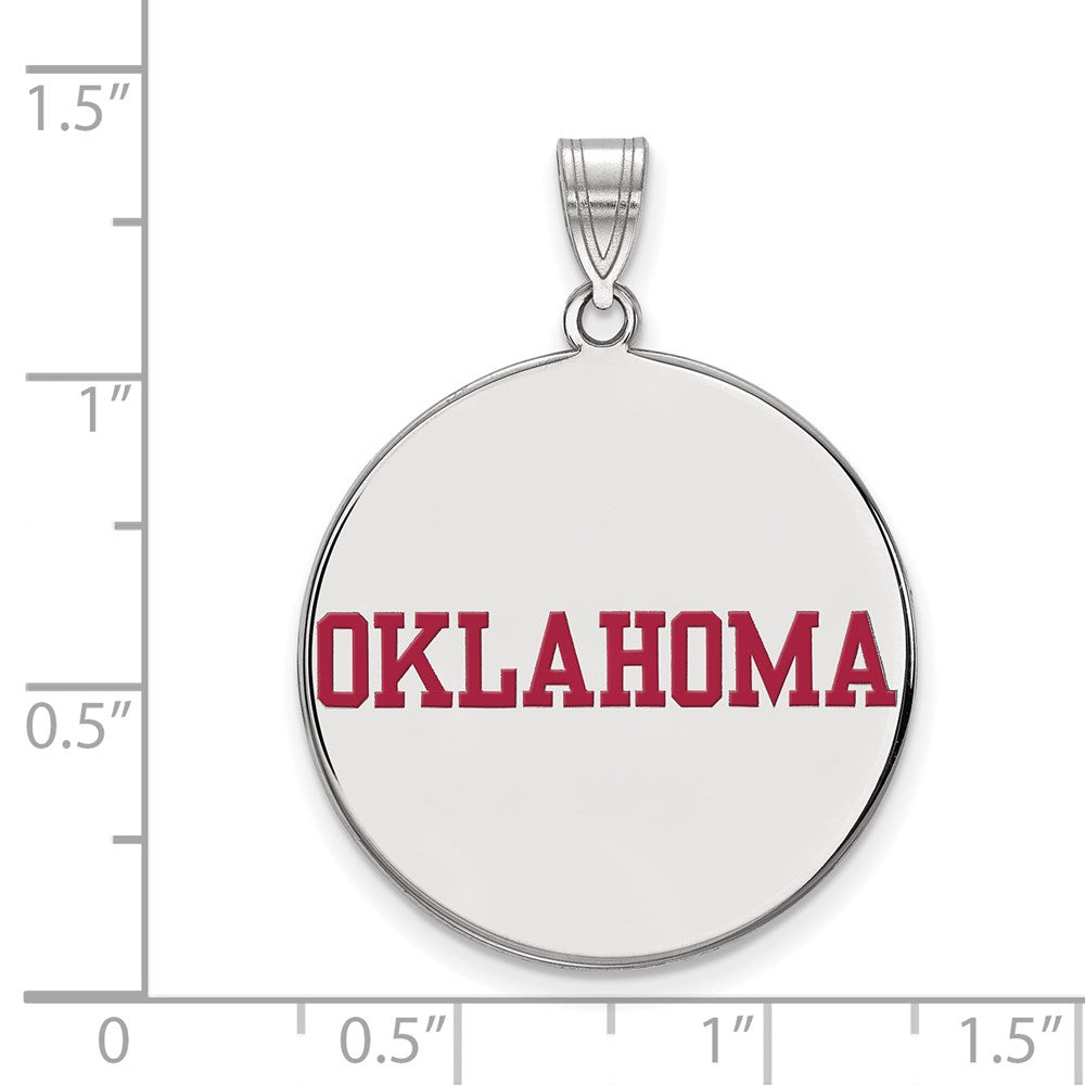 Sterlingsilber Rhodiniert Logoart University Of Oklahoma Extra Groß Emailliert Plättchen Anhänger