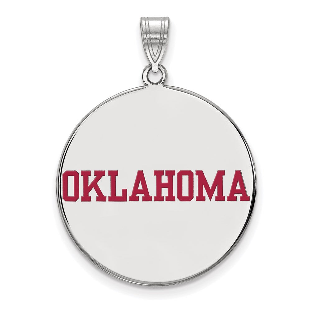 Sterlingsilber Rhodiniert Logoart University Of Oklahoma Extra Groß Emailliert Plättchen Anhänger