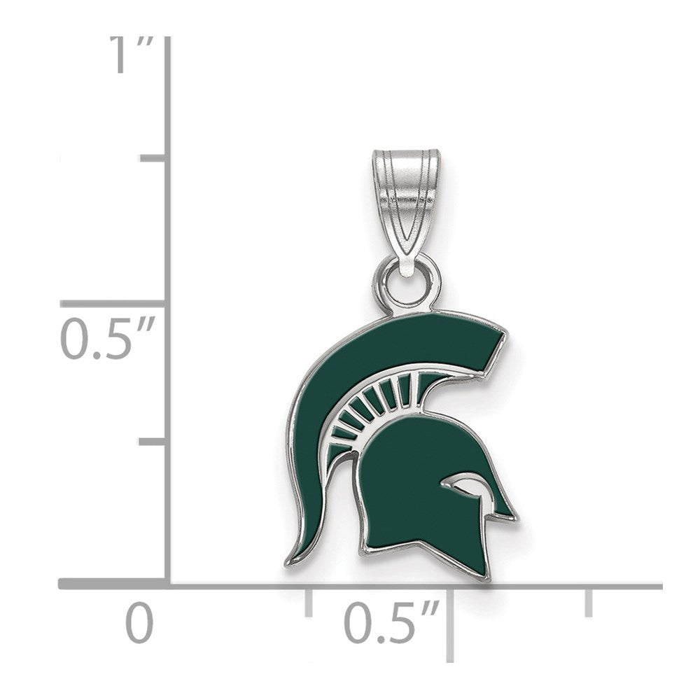 Sterlingsilber Rhodiniert Logoart Michigan State University Spartan Klein Emailliert Anhänger