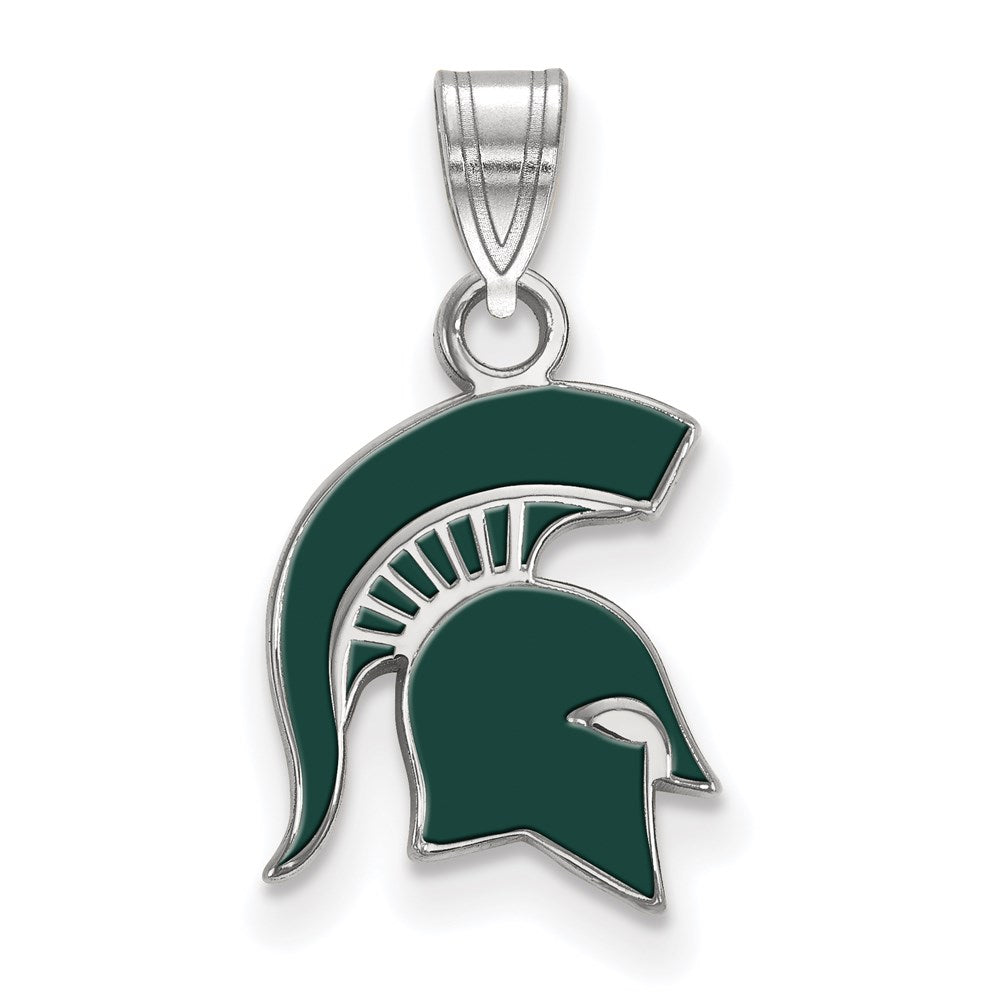 Sterlingsilber Rhodiniert Logoart Michigan State University Spartan Klein Emailliert Anhänger