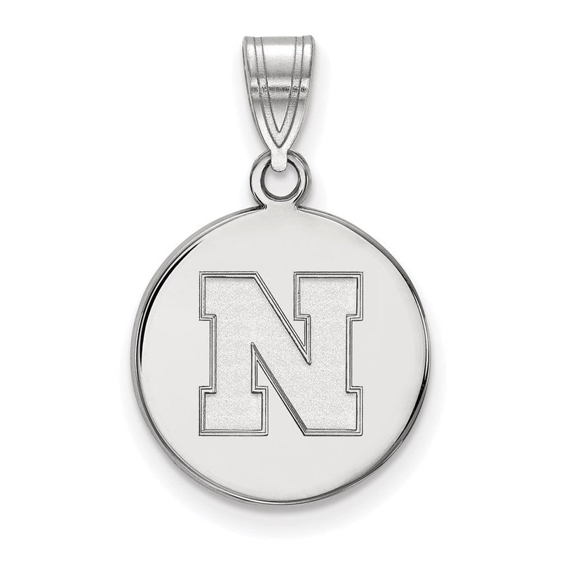 10K Weißgold Logoart University Of Nebraska Buchstabe N Mittel Plättchen Anhänger