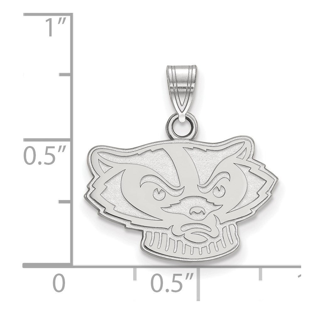10K Weißgold Logoart University Of Wisconsin Badger Klein Anhänger
