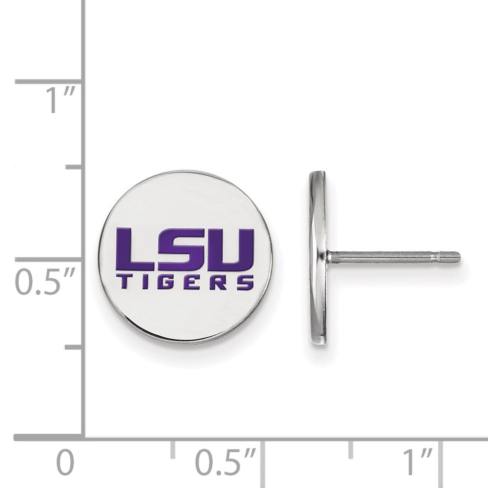 Sterlingsilber Rhodiniert Logoart Louisiana State University L S U Tigers Klein Emailliert Plättchen Ohrstecker