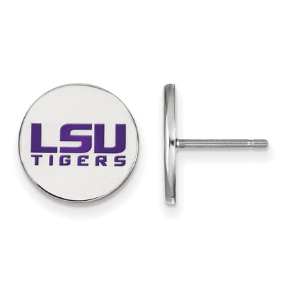 Sterlingsilber Rhodiniert Logoart Louisiana State University L S U Tigers Klein Emailliert Plättchen Ohrstecker