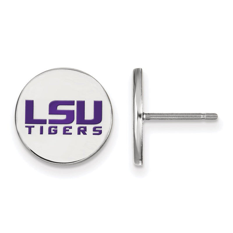 Sterlingsilber Rhodiniert Logoart Louisiana State University L S U Tigers Klein Emailliert Plättchen Ohrstecker