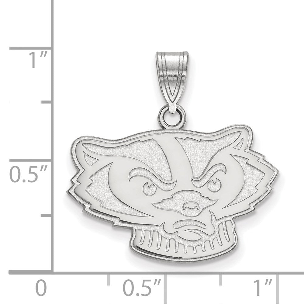 Sterlingsilber Rhodiniert Logoart University Of Wisconsin Badger Mittel Anhänger