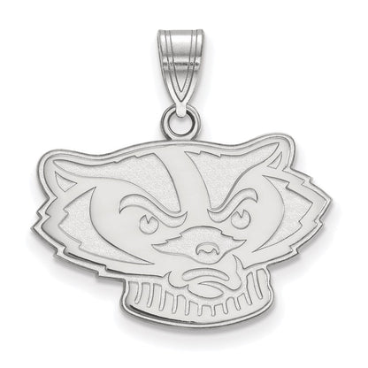 Sterlingsilber Rhodiniert Logoart University Of Wisconsin Badger Mittel Anhänger