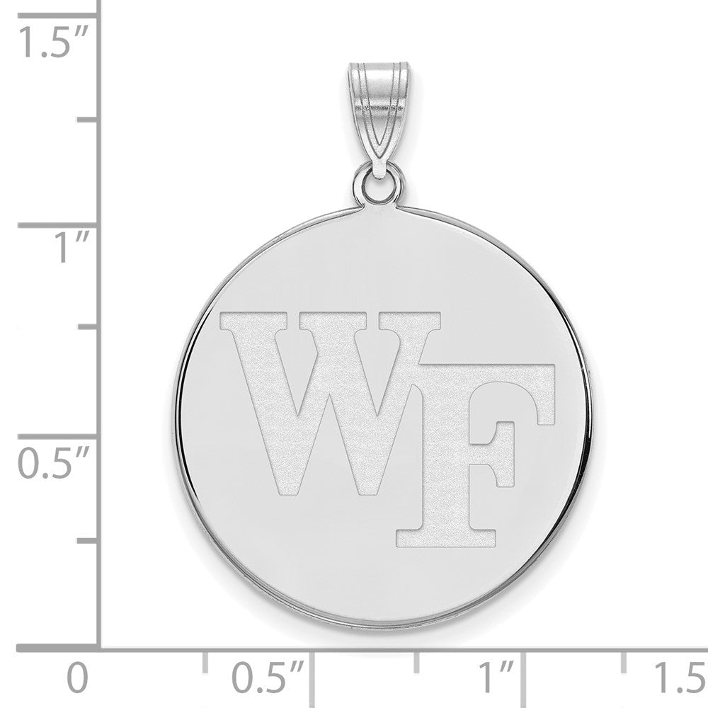 14K Weißgold Logoart Wake Forest University W F Extra Groß Plättchen Anhänger