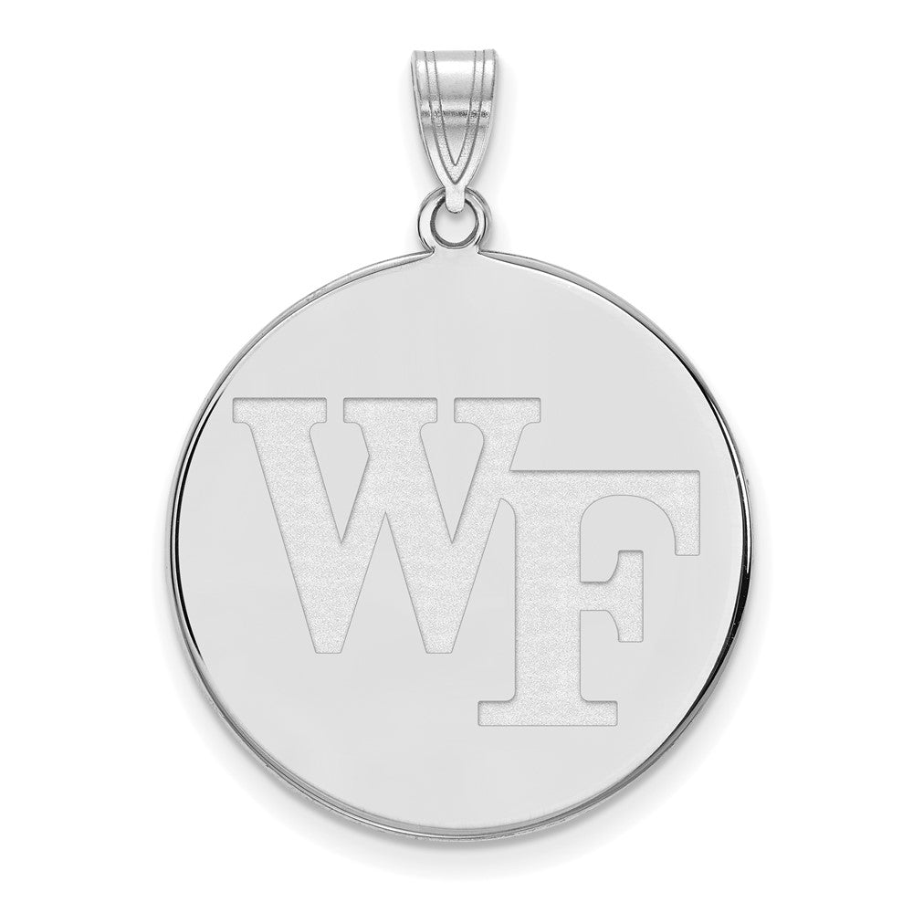 Sterlingsilber Rhodiniert Logoart Wake Forest University W F Extra Groß Plättchen Anhänger