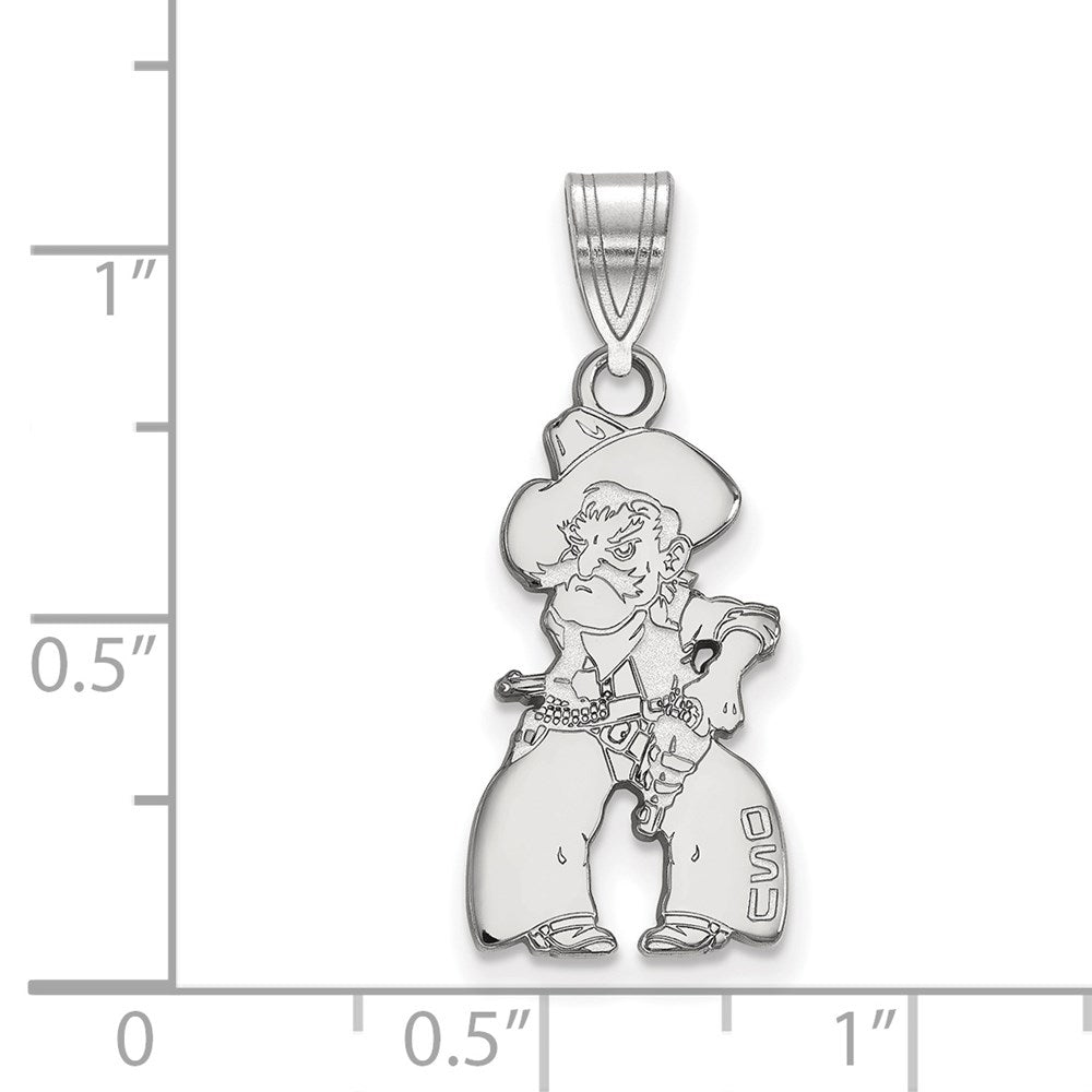 Sterlingsilber Rhodiniert Logoart Oklahoma State University Cowboy Groß Anhänger