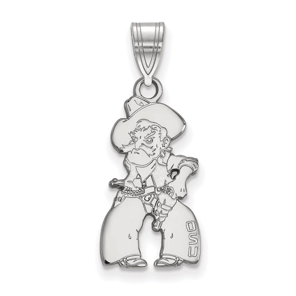 Sterlingsilber Rhodiniert Logoart Oklahoma State University Cowboy Groß Anhänger