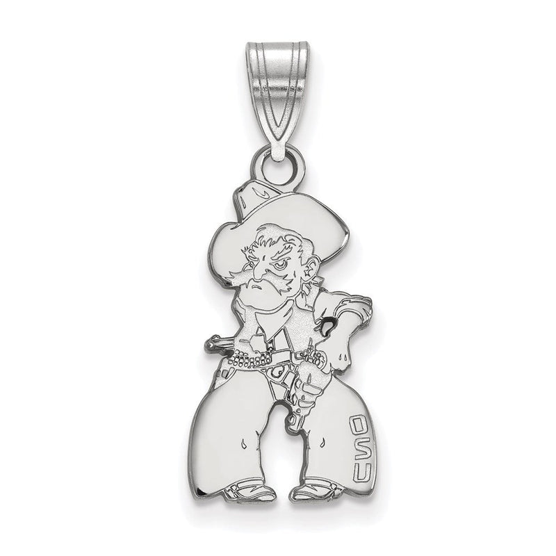 Sterlingsilber Rhodiniert Logoart Oklahoma State University Cowboy Groß Anhänger