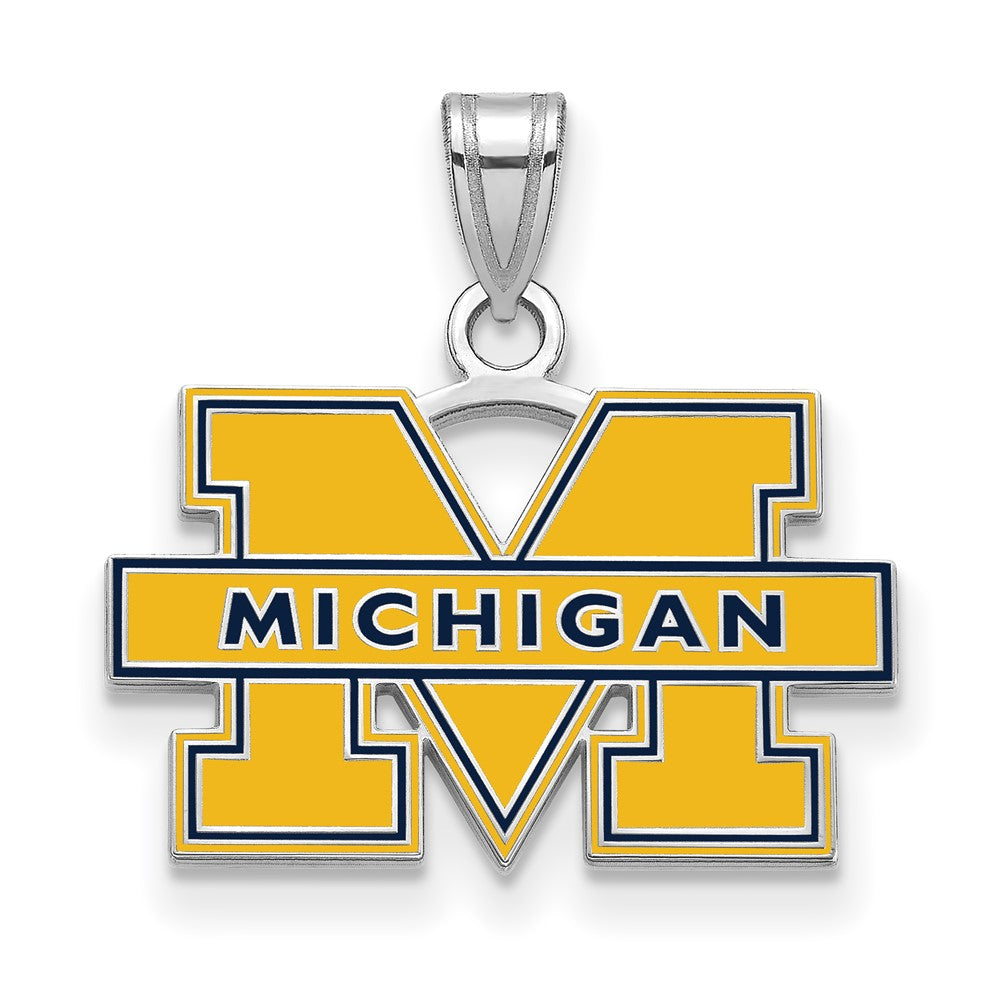 Sterlingsilber Rhodiniert Logoart University Of Michigan Buchstabe M Klein Blau Emailliert Anhänger