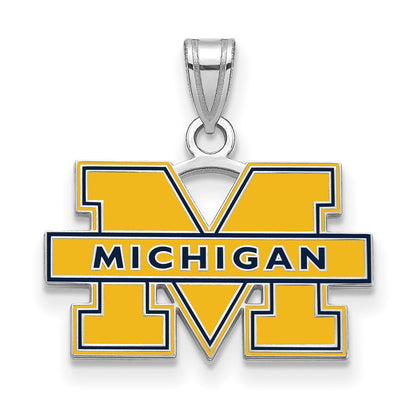 Sterlingsilber Rhodiniert Logoart University Of Michigan Buchstabe M Klein Blau Emailliert Anhänger