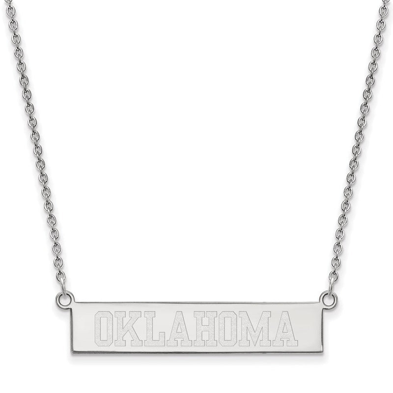 Sterlingsilber Rhodiniert Logoart University Of Oklahoma Klein Stab 18 Zoll Halskette
