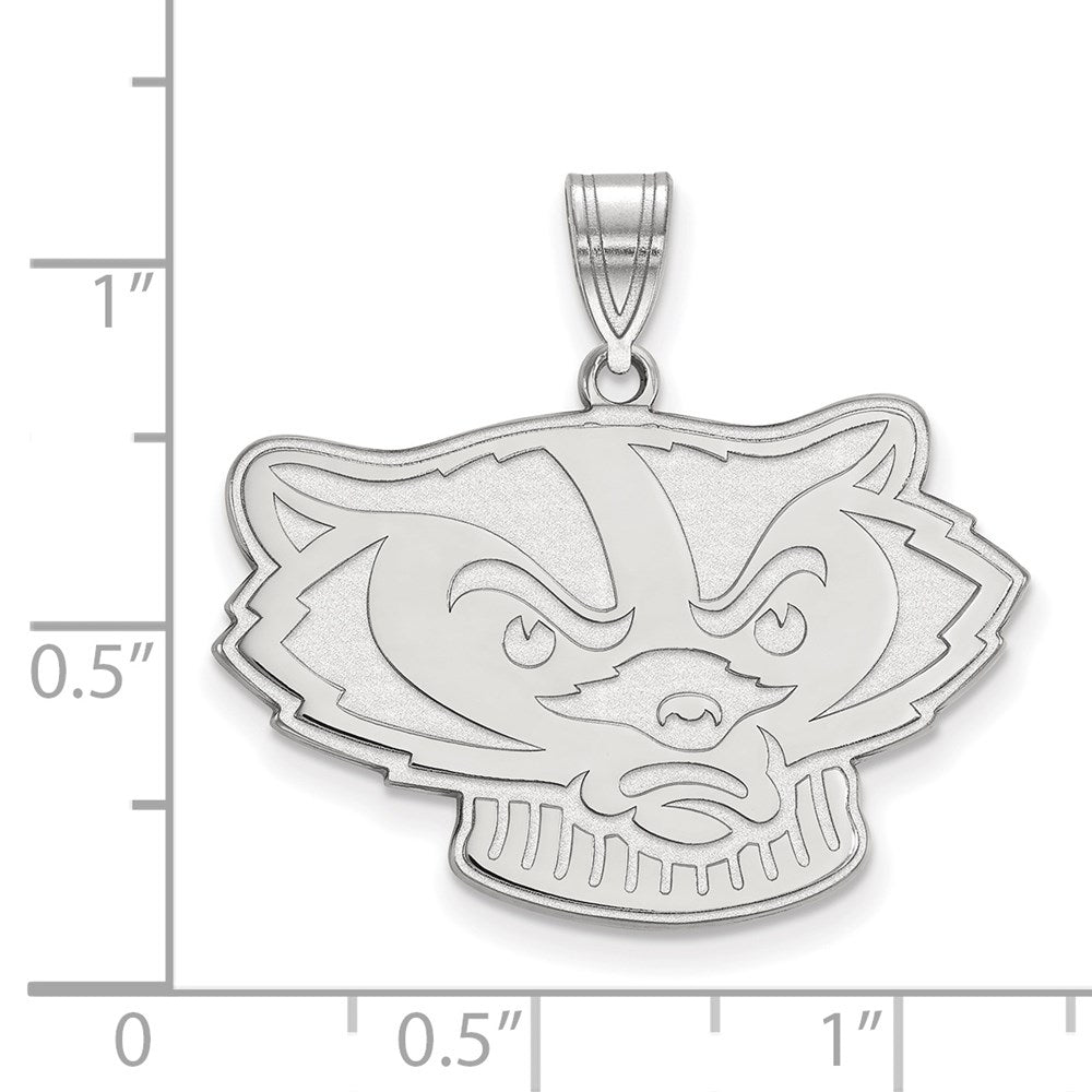 10K Weißgold Logoart University Of Wisconsin Badger Groß Anhänger