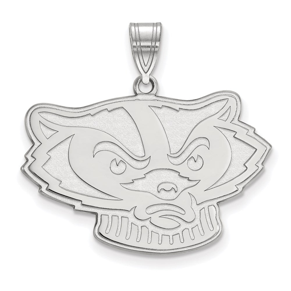 10K Weißgold Logoart University Of Wisconsin Badger Groß Anhänger