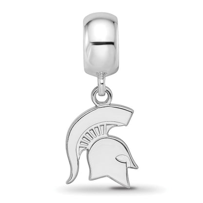 Sterlingsilber Rhodiniert Logoart Michigan State U. Klein Hängend Perle
