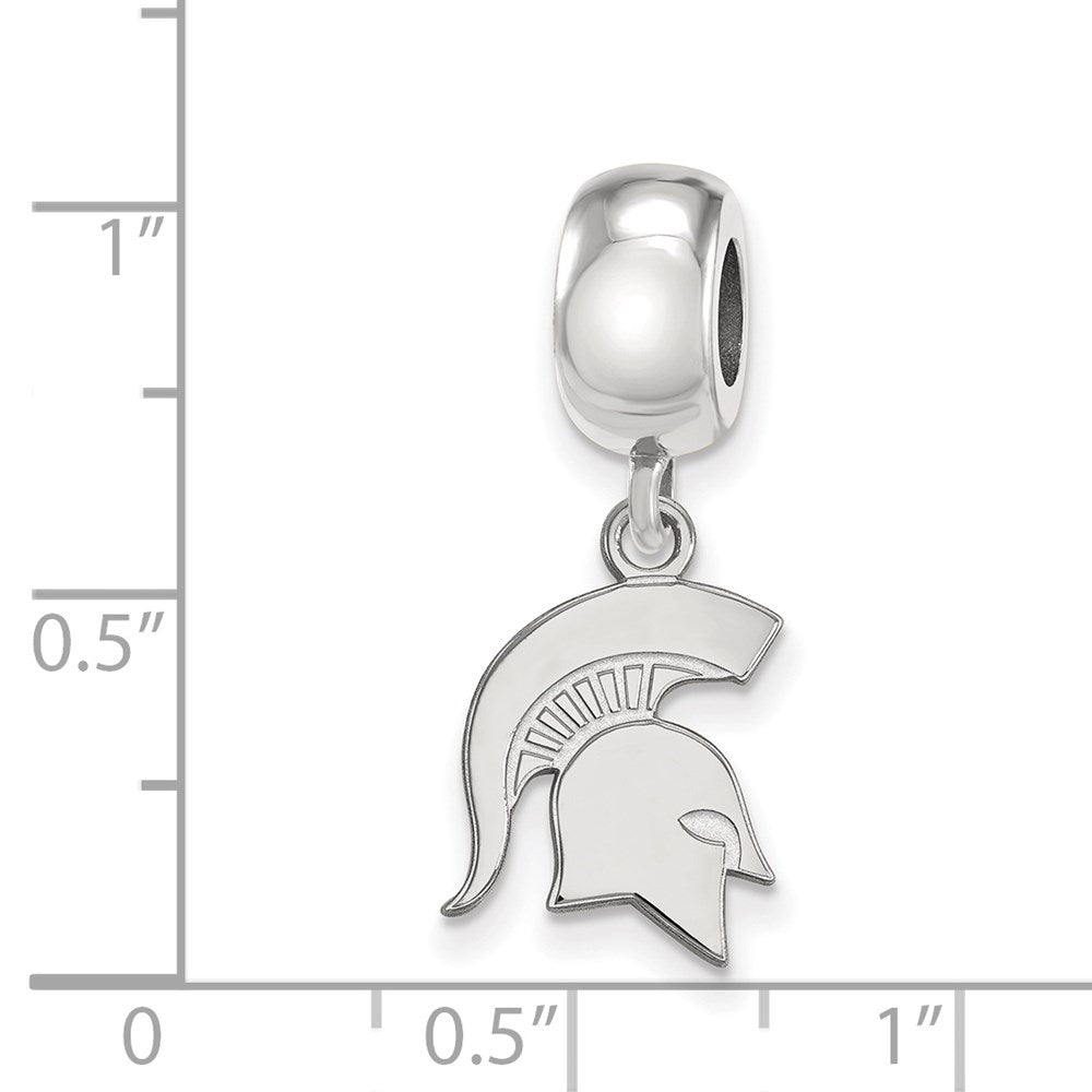 Sterlingsilber Rhodiniert Logoart Michigan State U. Klein Hängend Perle