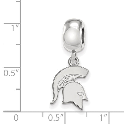 Sterlingsilber Rhodiniert Logoart Michigan State U. Klein Hängend Perle