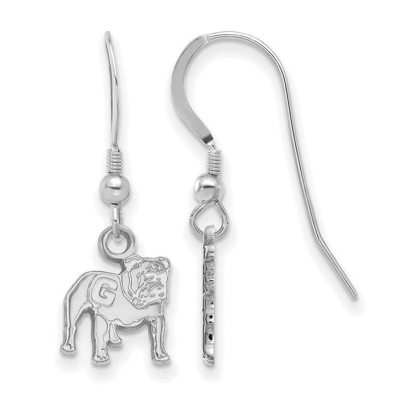 Sterlingsilber Rhodiniert Logoart University Of Georgia Bulldog Extra Klein Hängend Draht Ohrringe