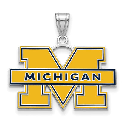 Sterlingsilber Rhodiniert Logoart University Of Michigan Buchstabe M Groß Blau Emailliert Anhänger