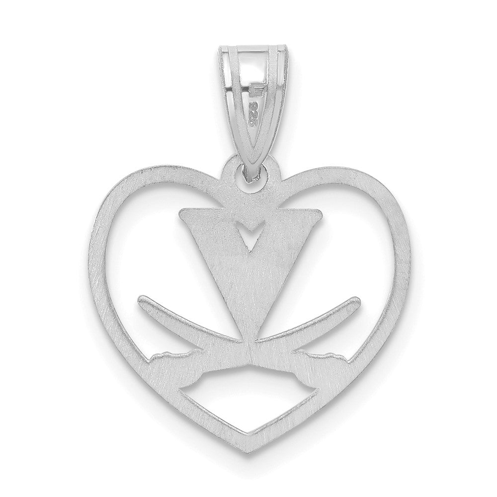 Sterlingsilber Rhodiniert Logoart University Of Virginia Herz Anhänger