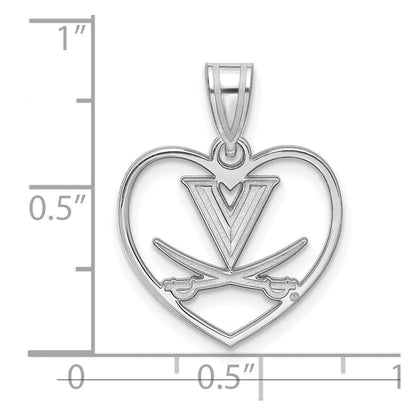 Sterlingsilber Rhodiniert Logoart University Of Virginia Herz Anhänger