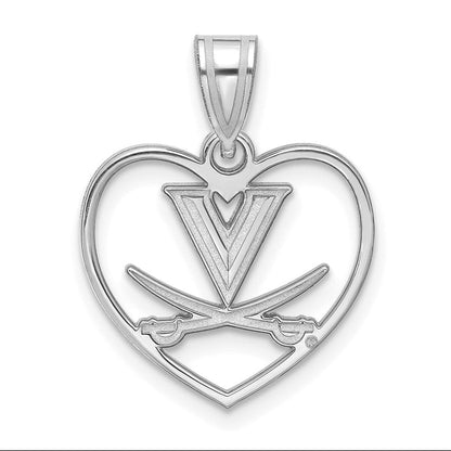 Sterlingsilber Rhodiniert Logoart University Of Virginia Herz Anhänger