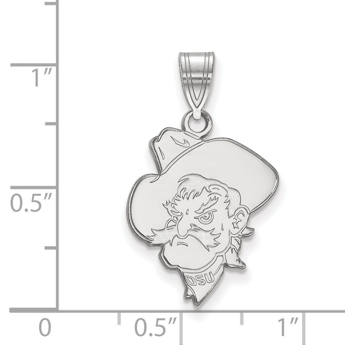 Sterlingsilber Rhodiniert Logoart Oklahoma State University Cowboy Groß Anhänger