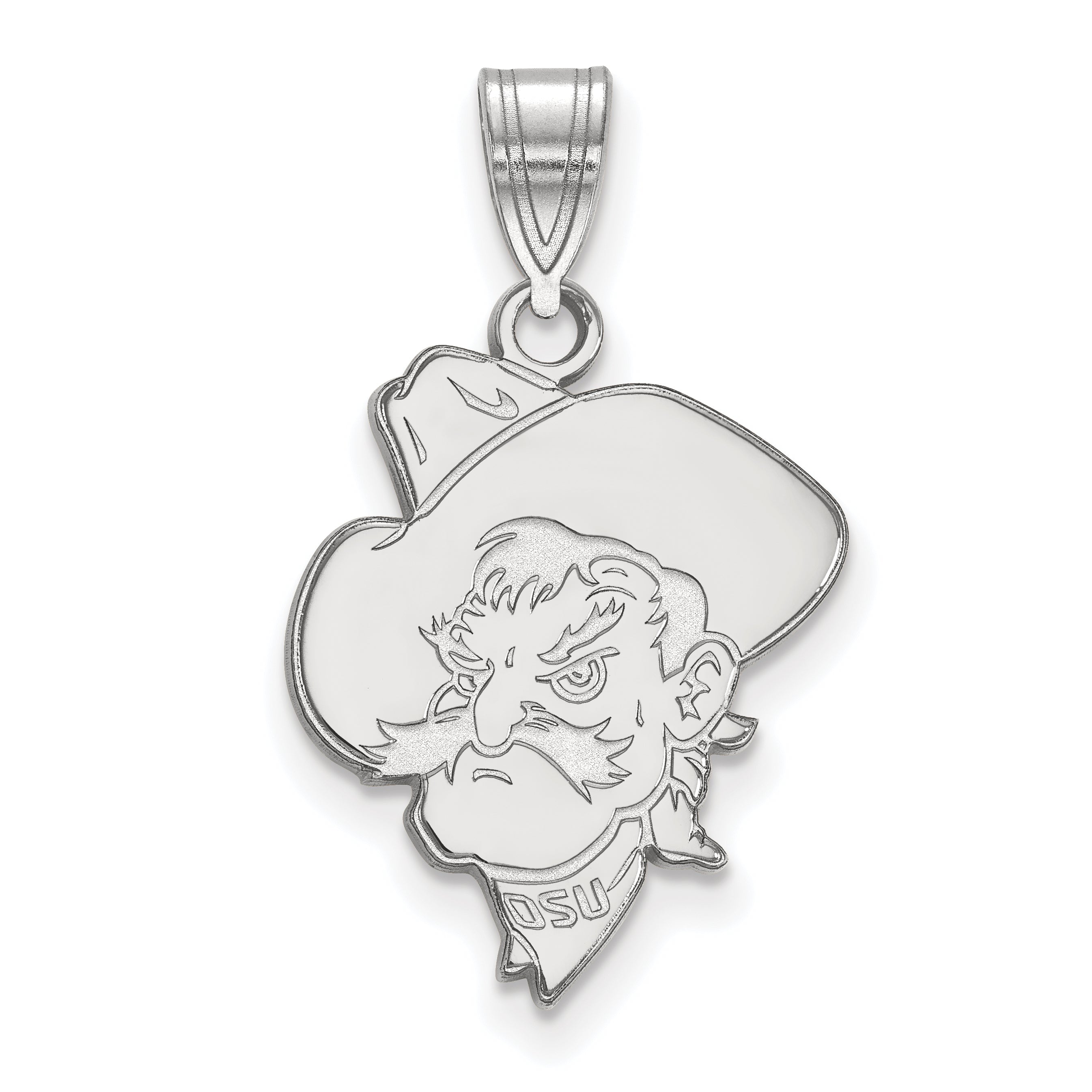 Sterlingsilber Rhodiniert Logoart Oklahoma State University Cowboy Groß Anhänger
