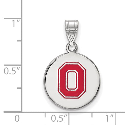 Sterlingsilber Rhodiniert Logoart The Ohio State University Buchstabe O Mittel Emailliert Plättchen Anhänger