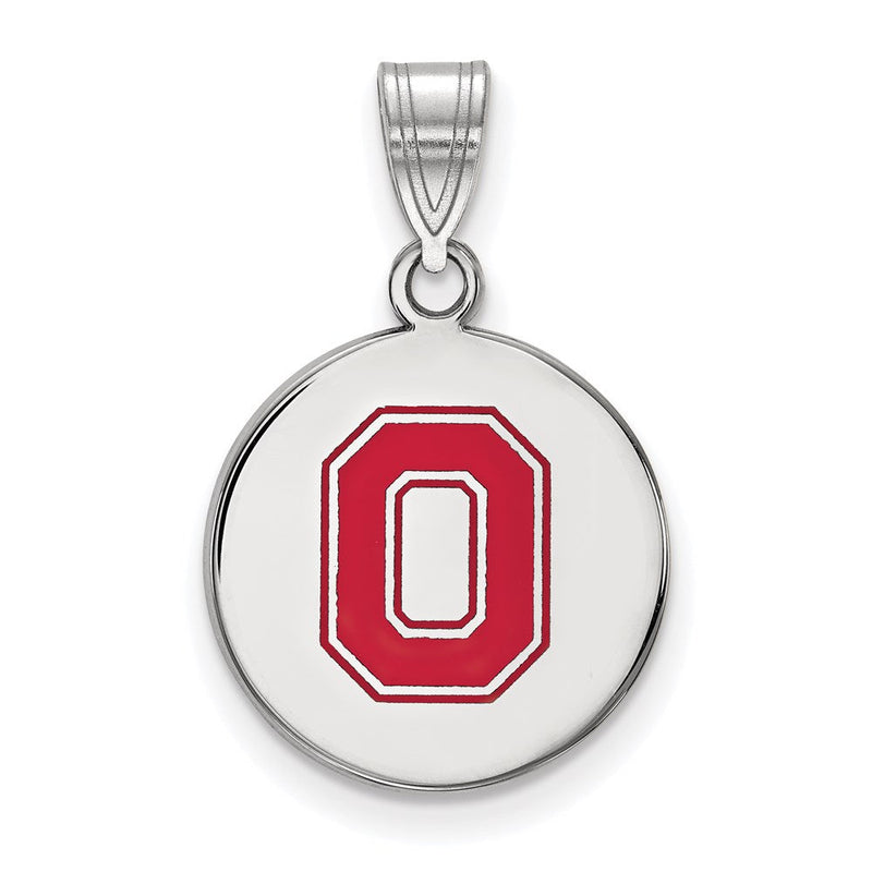 Sterlingsilber Rhodiniert Logoart The Ohio State University Buchstabe O Mittel Emailliert Plättchen Anhänger