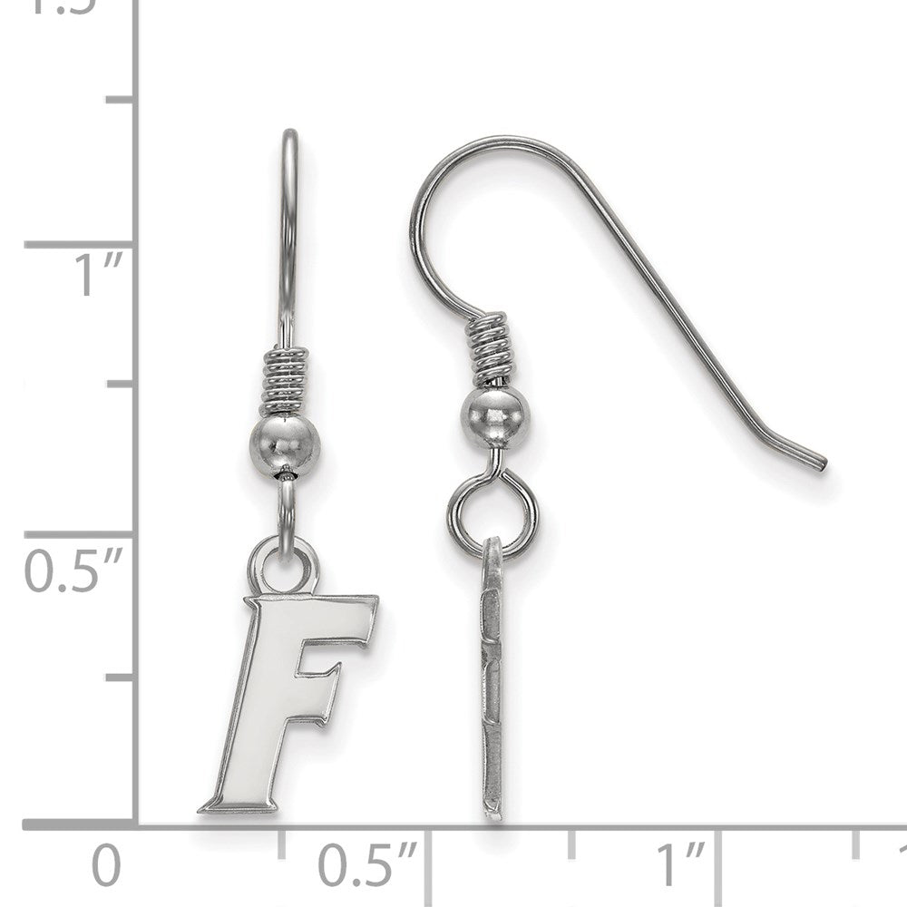 Sterlingsilber Rhodiniert Logoart University Of Florida Buchstabe F Extra Klein Hängend Draht Ohrringe