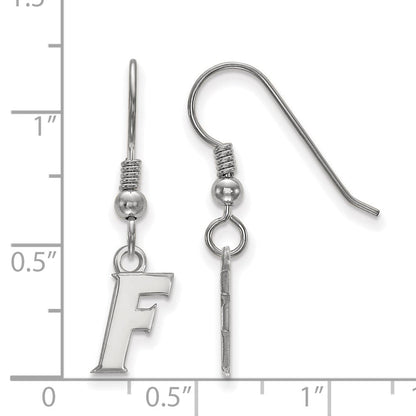 Sterlingsilber Rhodiniert Logoart University Of Florida Buchstabe F Extra Klein Hängend Draht Ohrringe